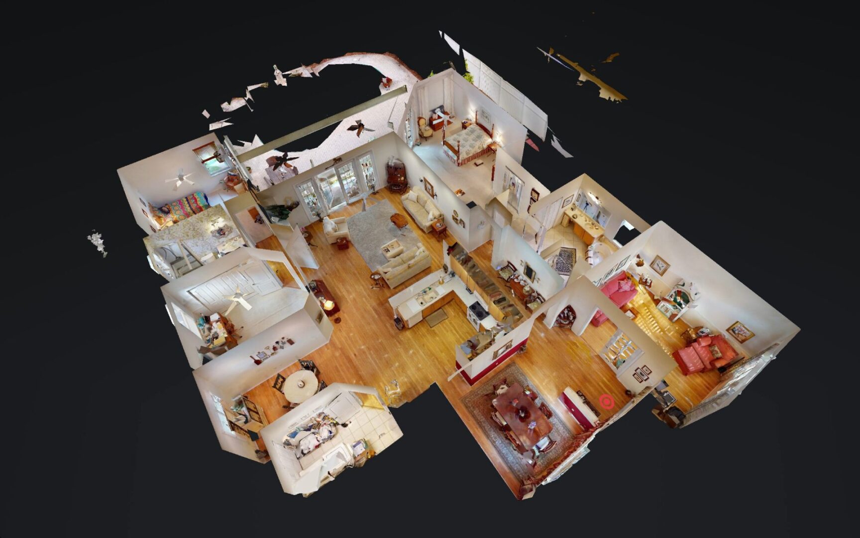 An aerial view of a house’s interior